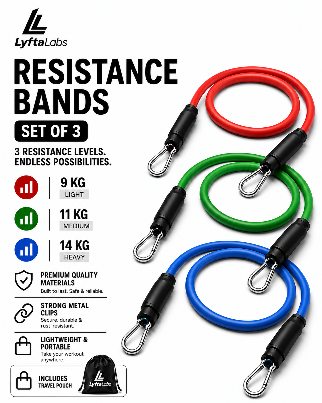 LyftaLabs™- Build Curves Ankle Cuff Resistance Band (6pcs)