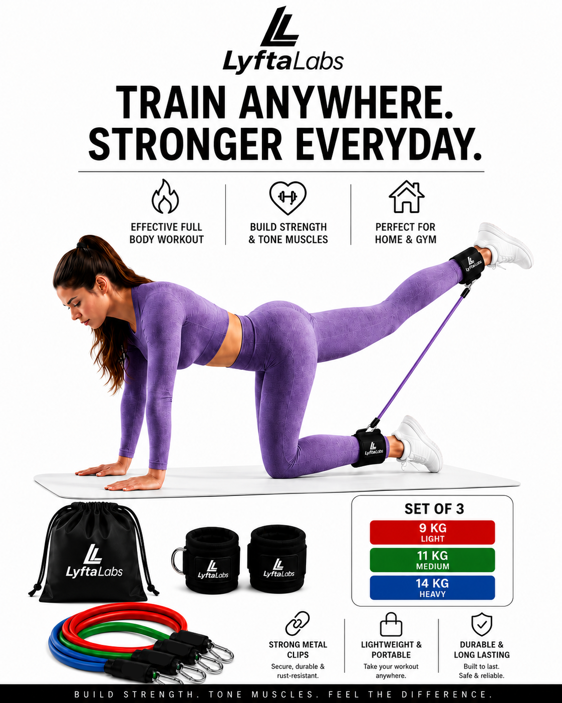 LyftaLabs™- Build Curves Ankle Cuff Resistance Band (6pcs)